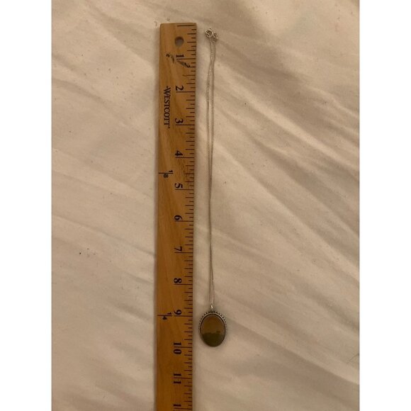 Vintage Sterling Landscape Agate Tree Of Life Pendant Necklace Signed Handmade - Picture 7 of 9